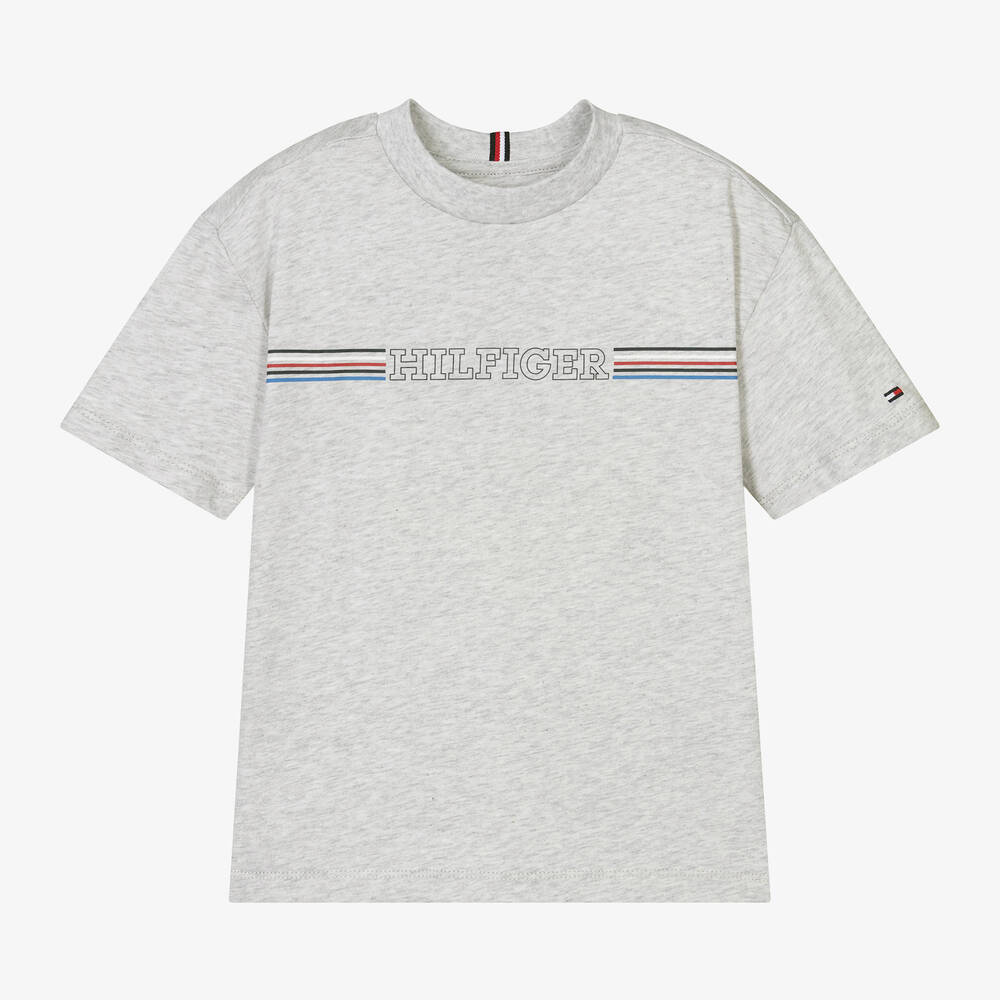 Tommy Hilfiger - Boys Grey Cotton T-Shirt | Childrensalon