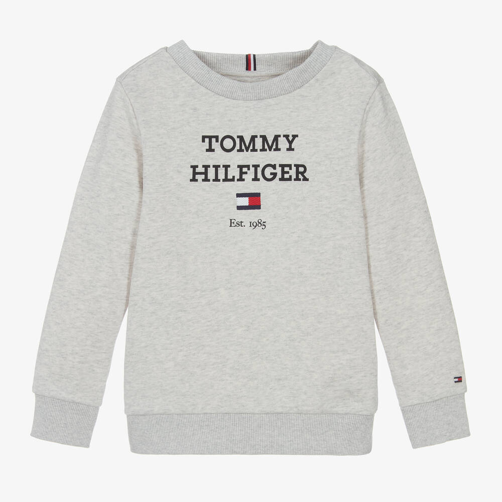 Tommy Hilfiger - Серый свитшот из меланжевого хлопкового джерси | Childrensalon