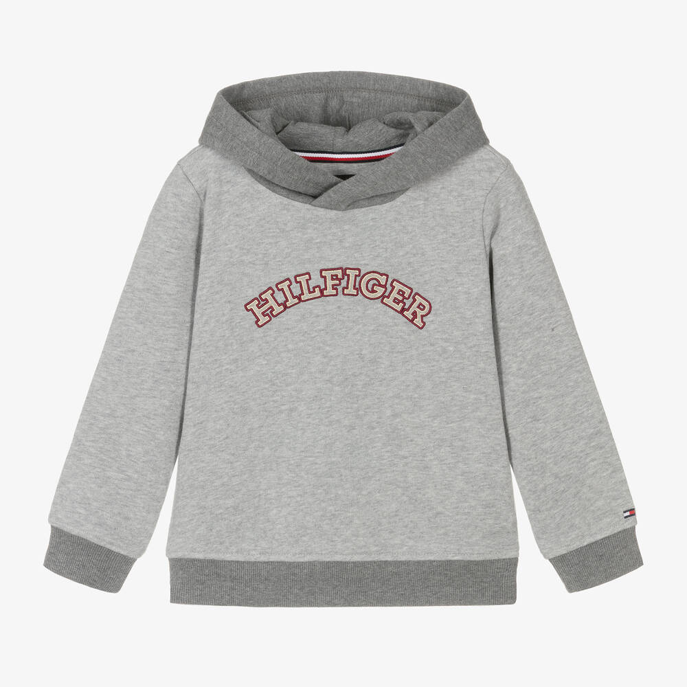 Tommy Hilfiger - Boys Grey Varsity Logo Cotton Hoodie | Childrensalon