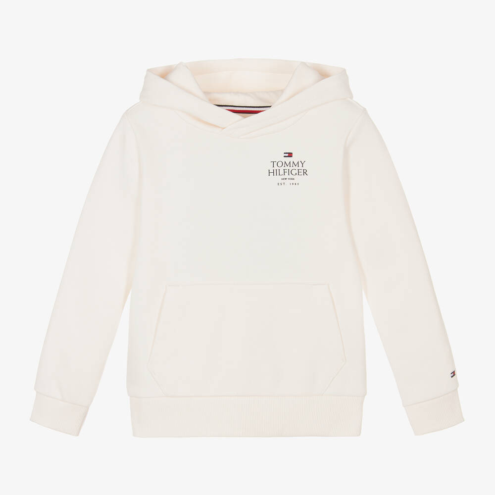 Tommy Hilfiger - Boys Ivory Cotton Hoodie | Childrensalon