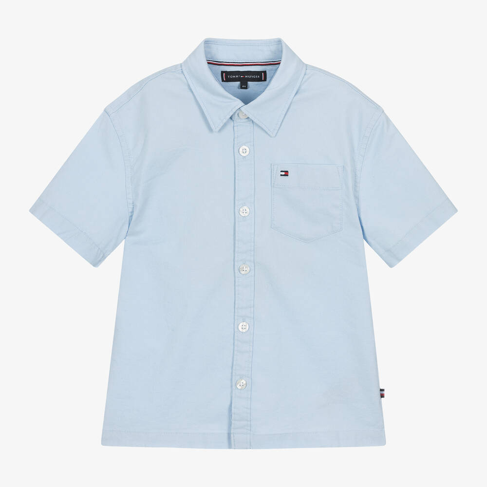Tommy Hilfiger - قميص قطن أكسفورد لون أزرق فاتح للأولاد  | Childrensalon