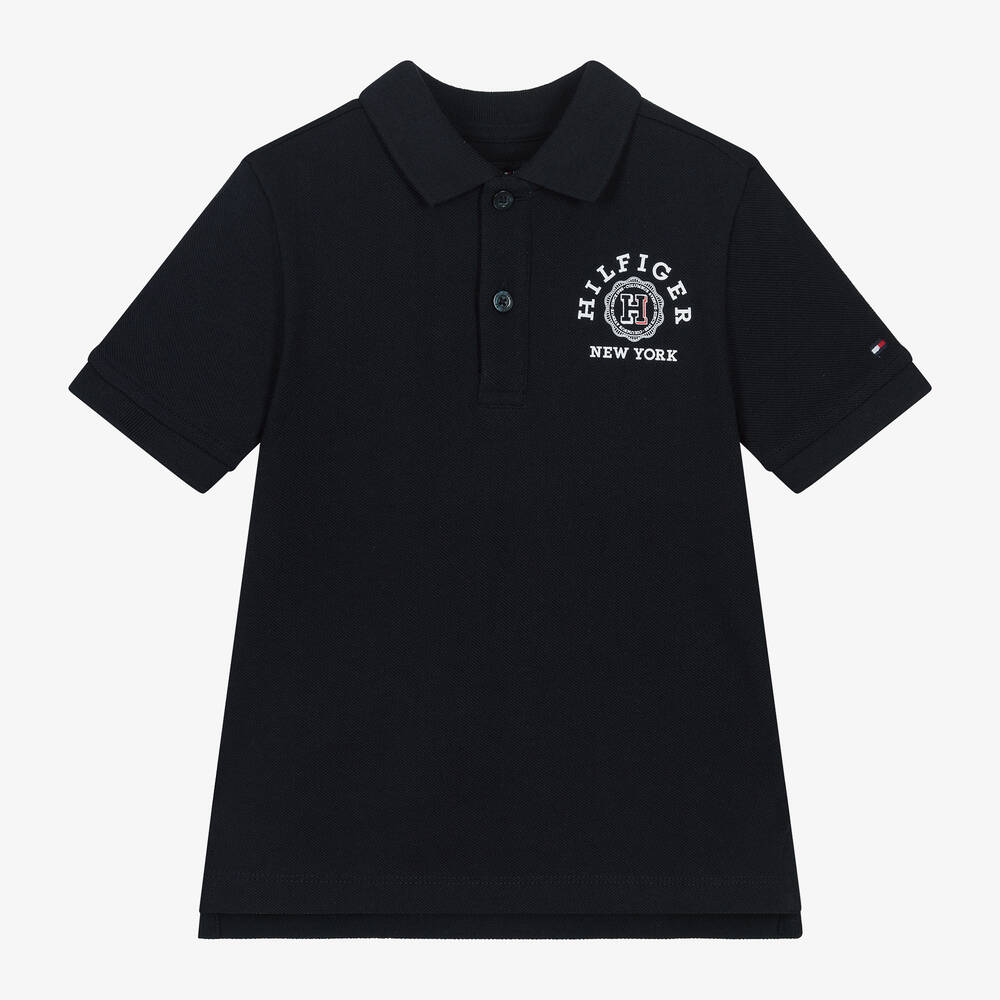Tommy Hilfiger - Boys Navy Blue Cotton Polo Shirt | Childrensalon