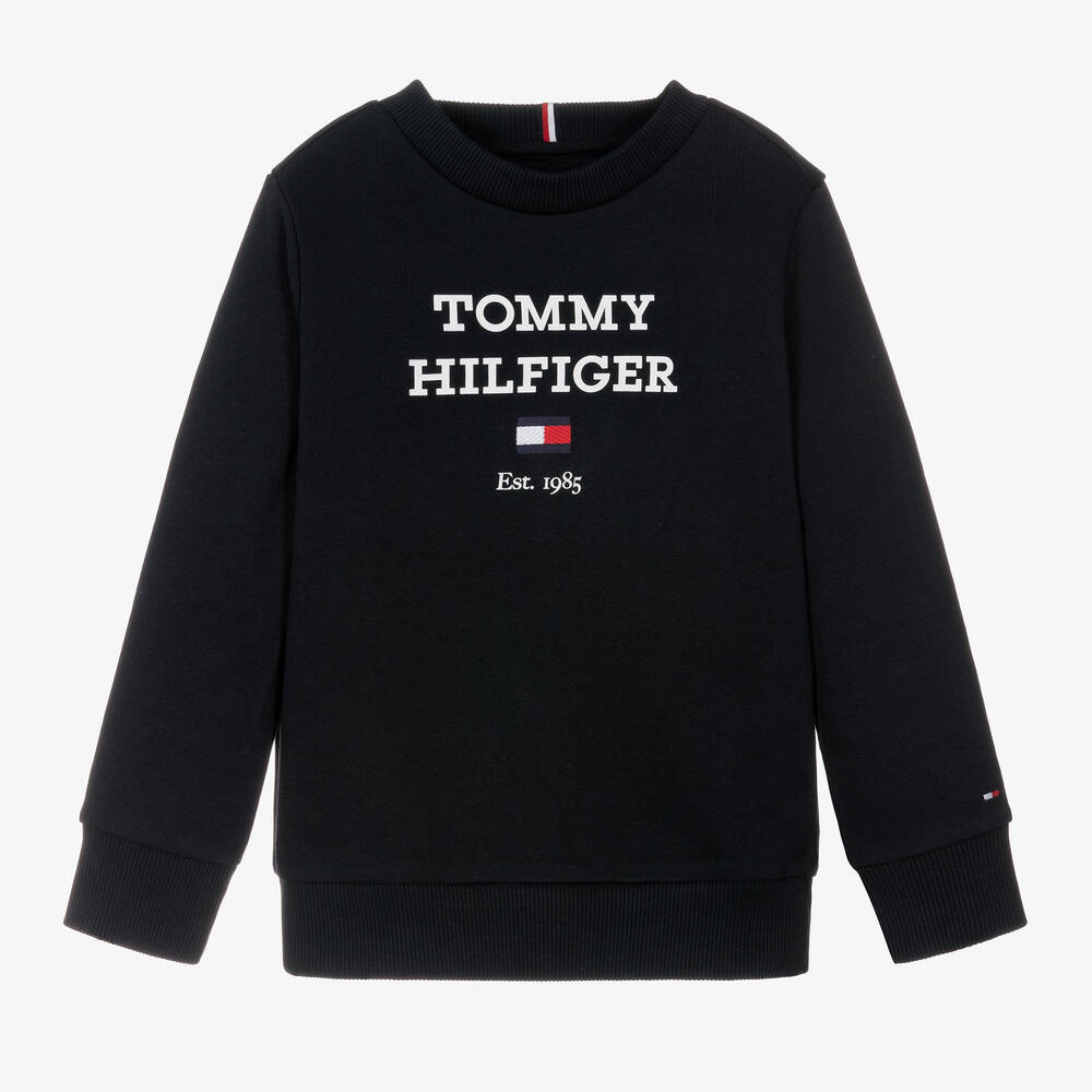 Tommy Hilfiger - Boys Navy Blue Cotton Sweatshirt | Childrensalon