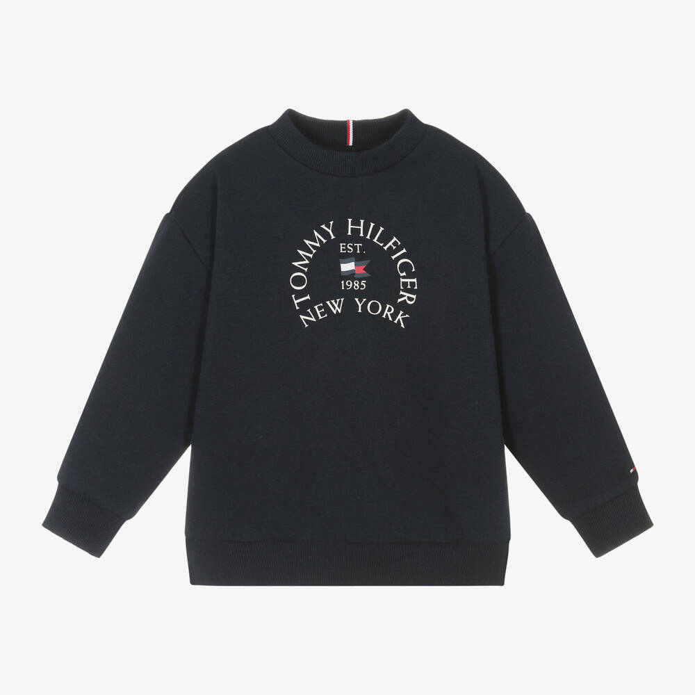 Tommy Hilfiger - Boys Navy Blue Cotton Sweatshirt | Childrensalon