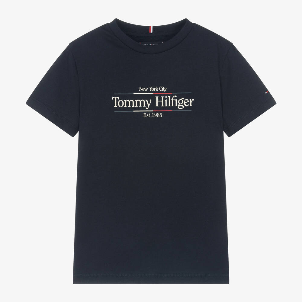 Tommy Hilfiger - Boys Navy Blue Cotton T-Shirt | Childrensalon