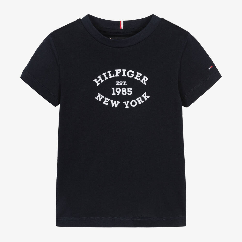 Tommy Hilfiger - Boys Navy Blue Cotton Varsity Logo T-Shirt | Childrensalon