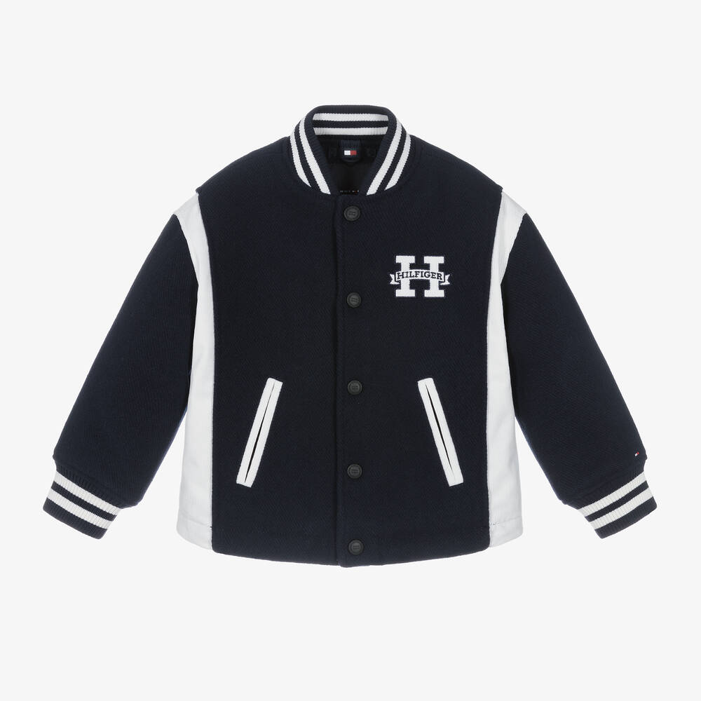 Tommy Hilfiger - Boys Navy Blue Varsity Bomber Jacket | Childrensalon