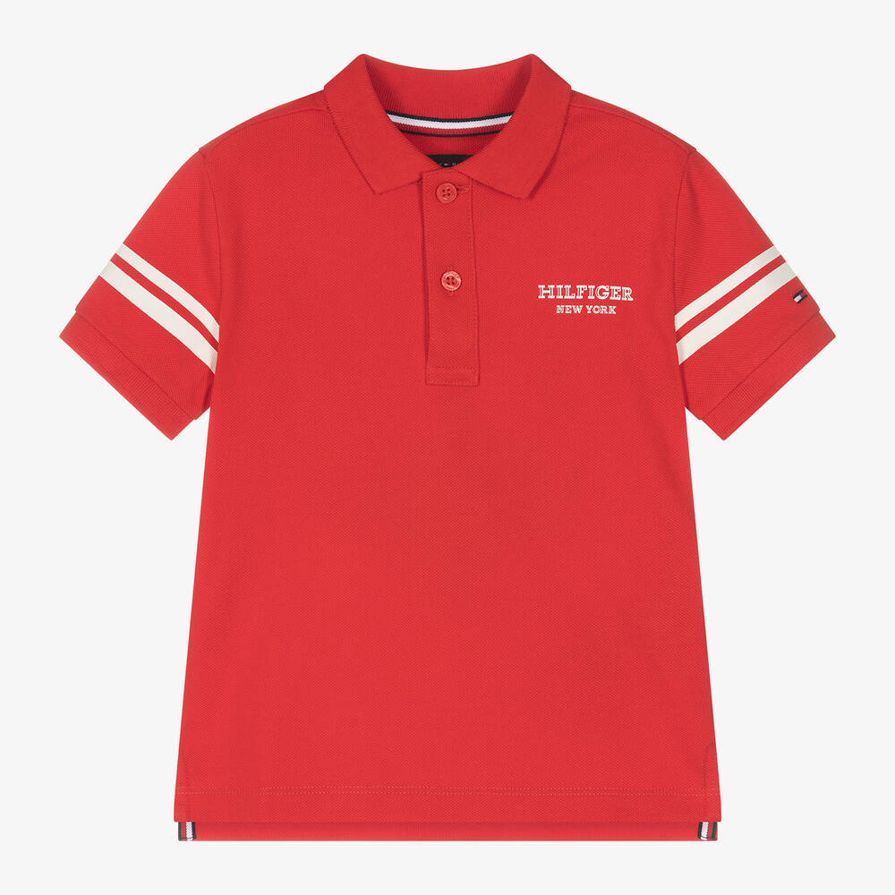 Tommy Hilfiger - Красная рубашка поло из хлопка для мальчиков | Childrensalon