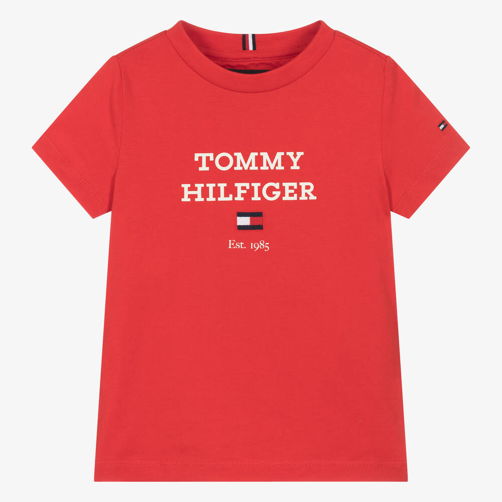 Tommy Hilfiger - T-shirt rouge en coton garçon | Childrensalon