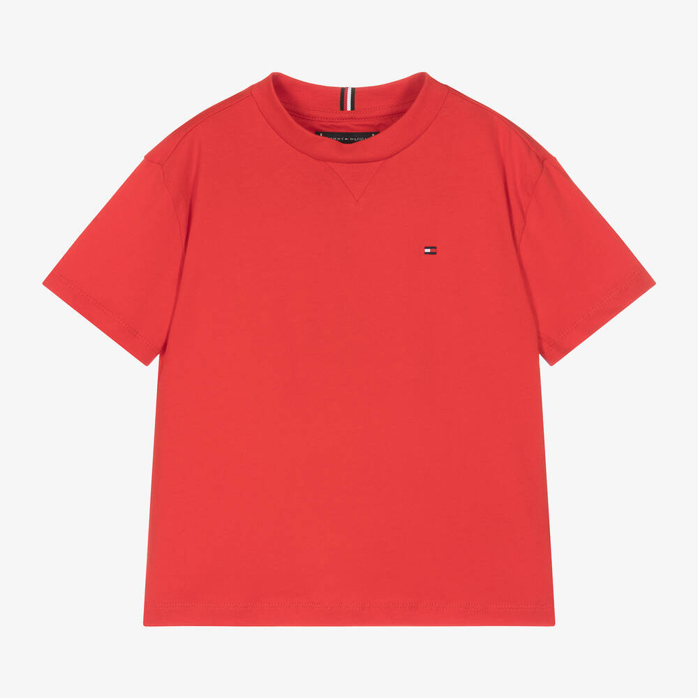 Tommy Hilfiger - Boys Red Cotton T-Shirt | Childrensalon