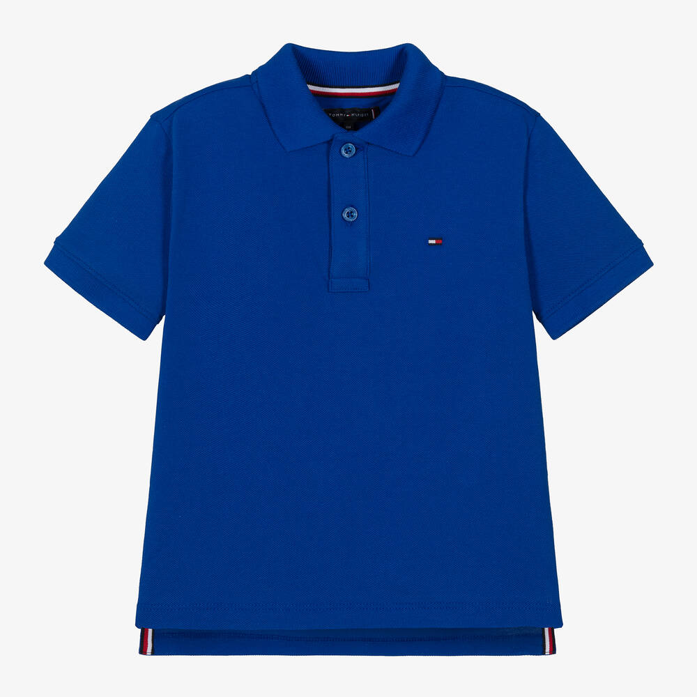 Tommy Hilfiger - Синяя рубашка поло из хлопка для мальчиков | Childrensalon