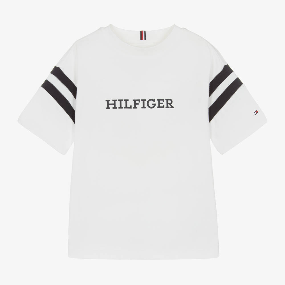 Tommy Hilfiger - T-shirt blanc en coton garçon | Childrensalon