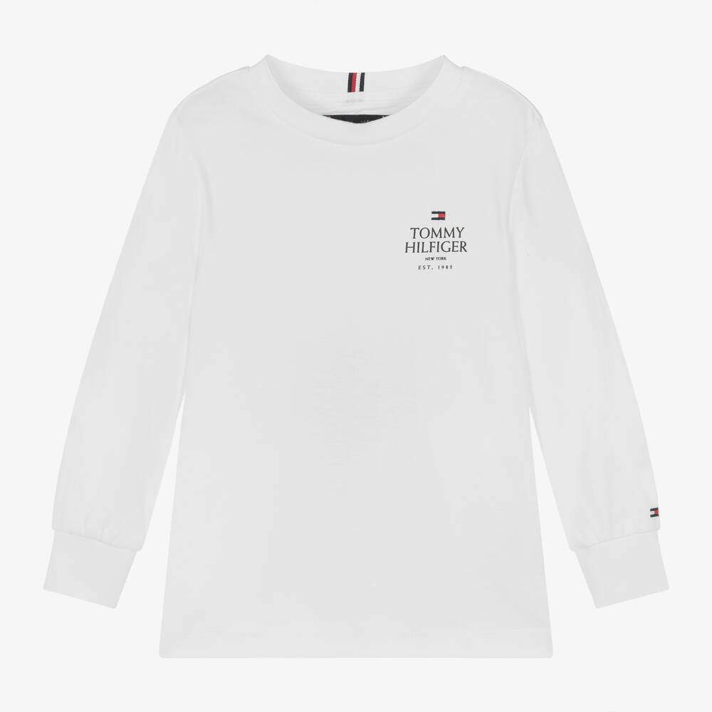 Tommy Hilfiger - Boys White Cotton Top | Childrensalon