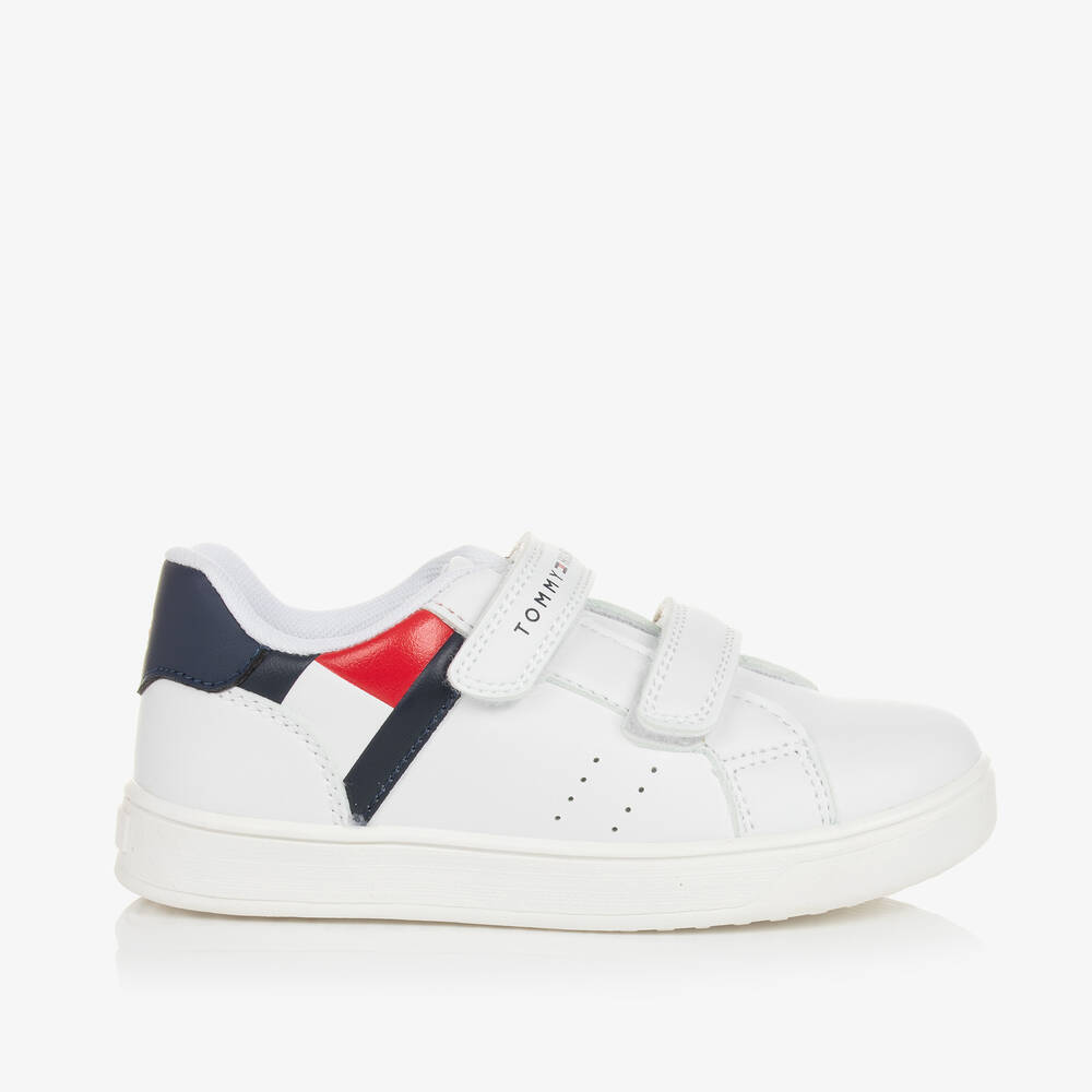 Tommy Hilfiger Babies' Boys White Faux Leather Velcro Trainers