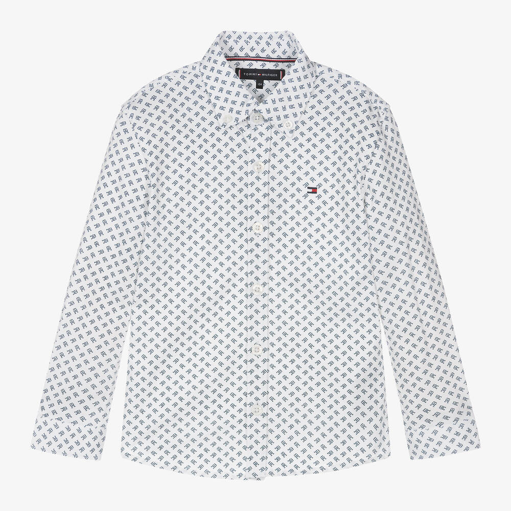 Tommy Hilfiger - Chemise blanche en coton à monogrammes | Childrensalon