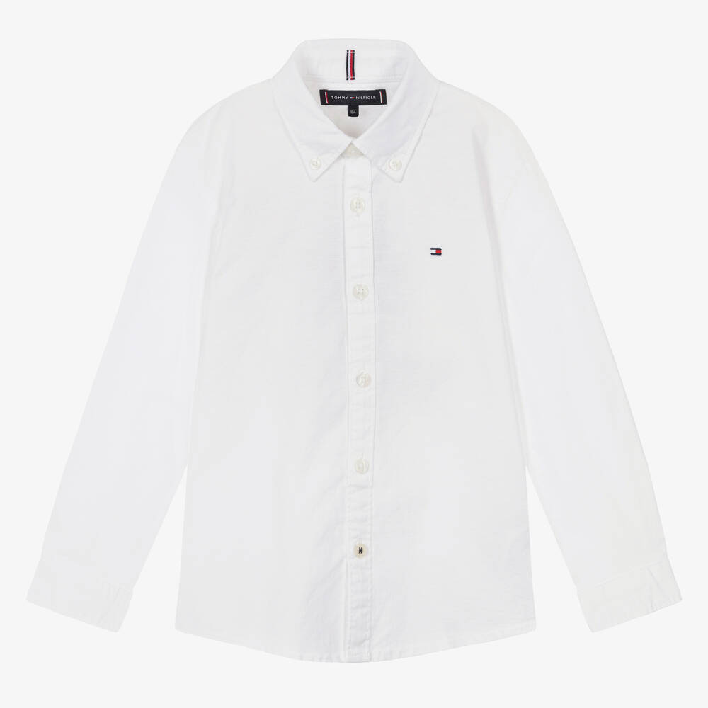 Tommy Hilfiger - Boys White Oxford Cotton Shirt | Childrensalon