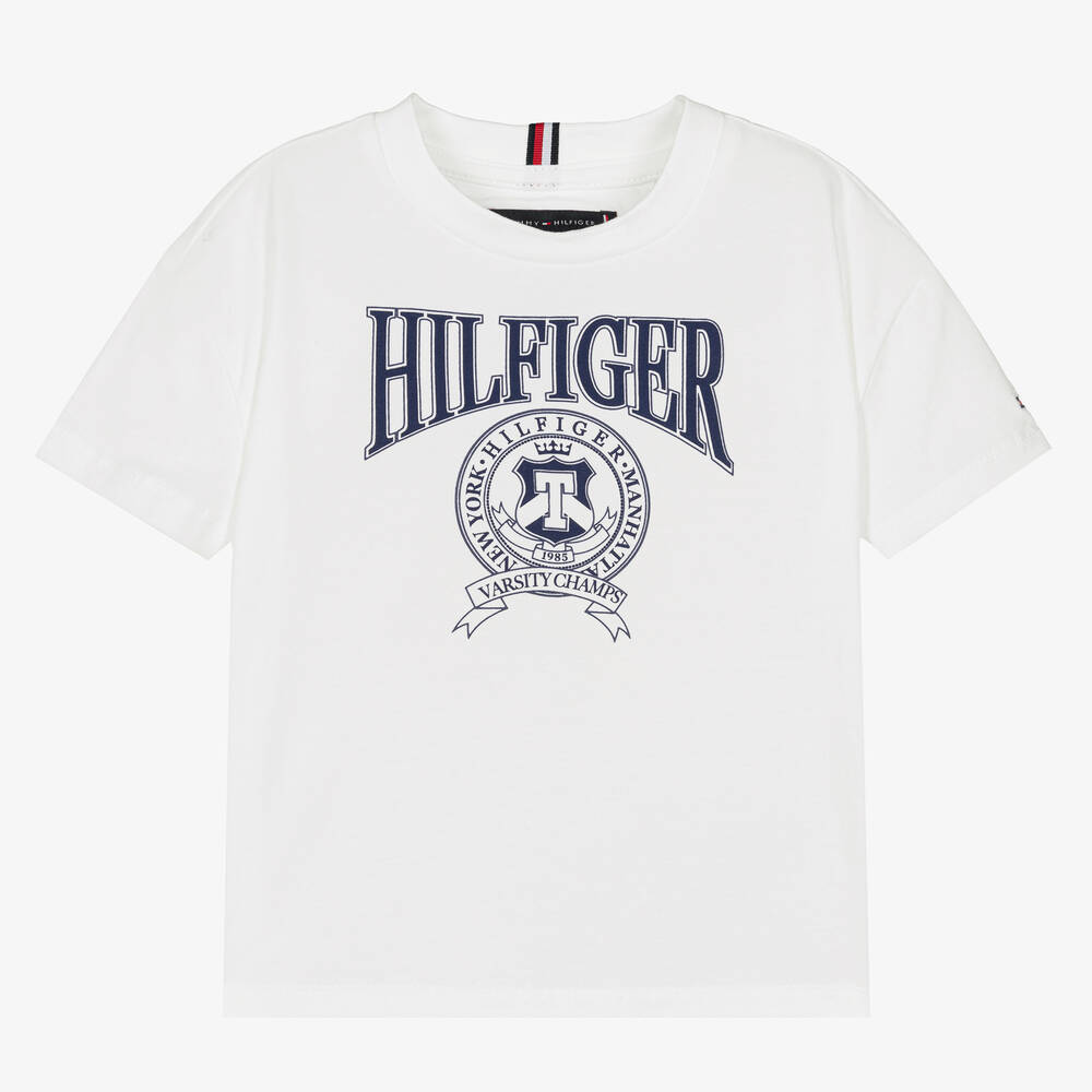 Lilla Kritisere godkende Tommy Hilfiger Kids' Boys White Varsity Logo T-shirt | ModeSens