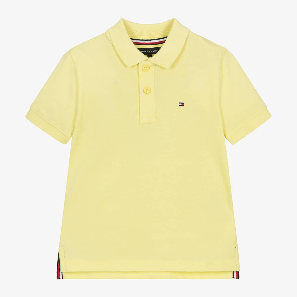 Tommy Hilfiger - Boys Yellow Cotton Polo Shirt | Childrensalon