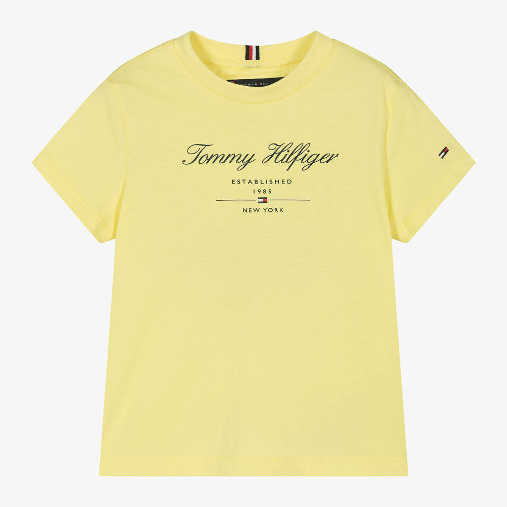 Tommy Hilfiger - تيشيرت قطن جيرسى لون أصفر للأولاد | Childrensalon