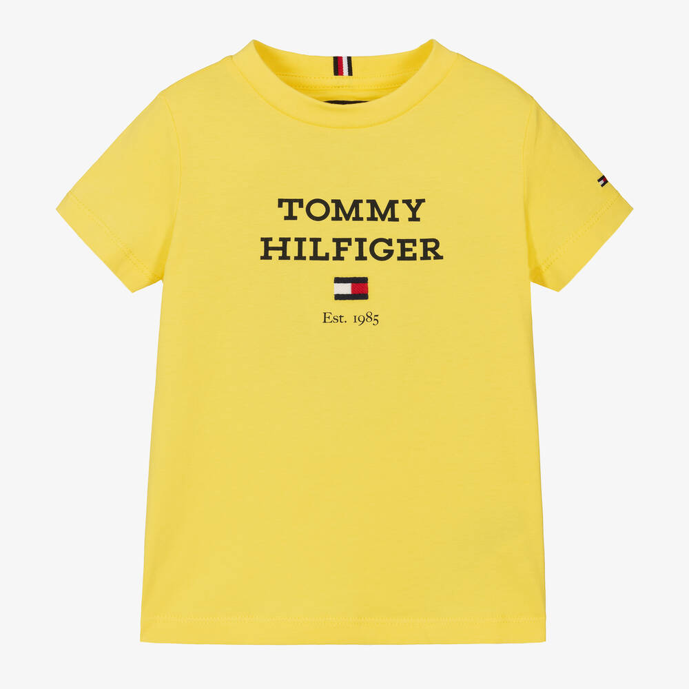 Tommy Hilfiger - تيشيرت قطن لون أصفر للأولاد | Childrensalon