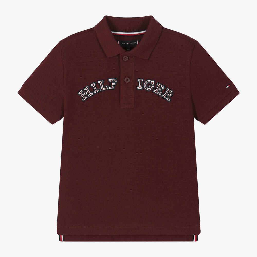 Tommy Hilfiger - Burgundy Red Varsity Logo Polo Shirt | Childrensalon