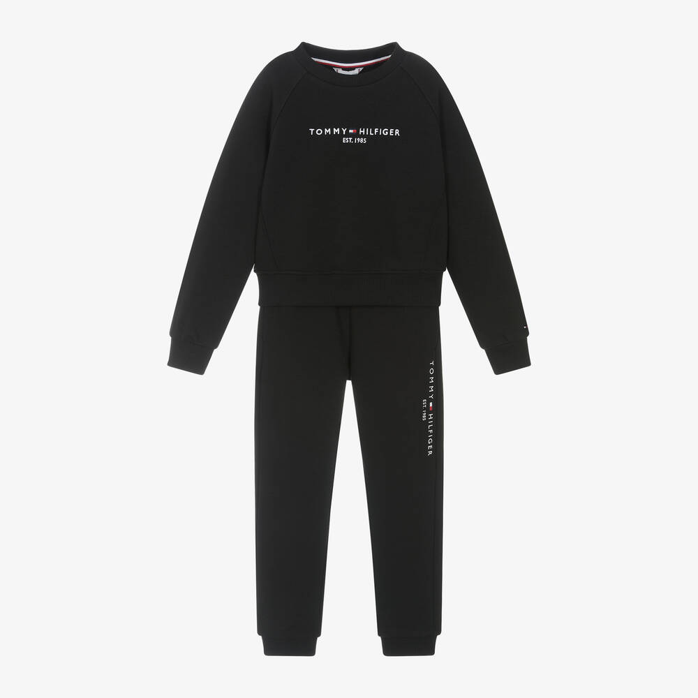 Tommy Hilfiger - Girls Black Cotton Tracksuit | Childrensalon