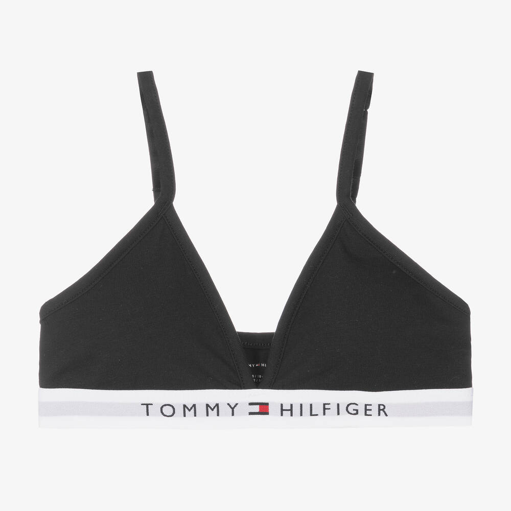 Tommy Hilfiger - Girls Black Cotton Triangle Bra | Childrensalon