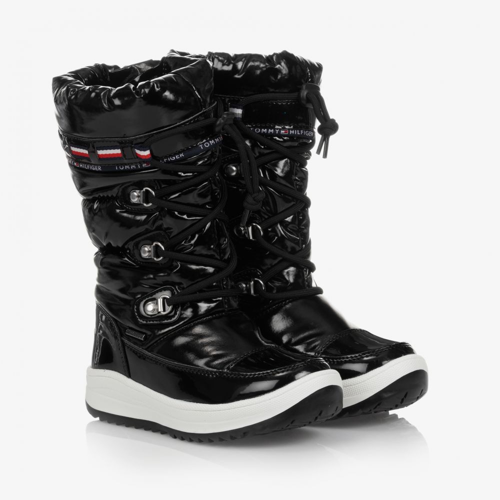 Tommy Hilfiger Kids' Girls Black Laced Snow Boots