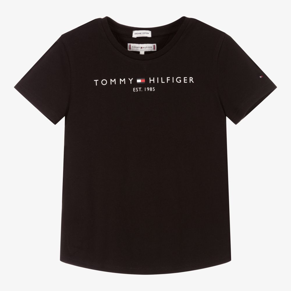 Tommy Hilfiger - تيشيرت قطن عضوي لون أسود للبنات | Childrensalon