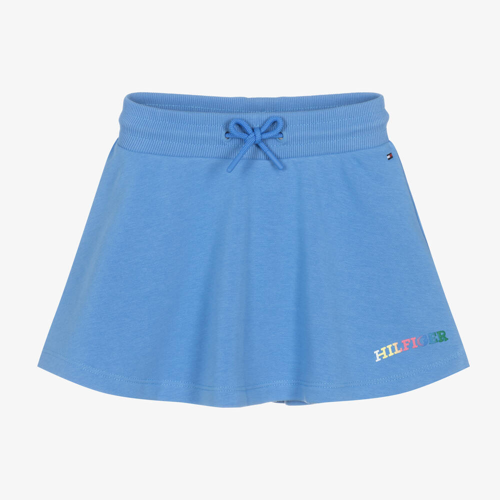 Tommy Hilfiger - Girls Blue Cotton Jersey Skirt | Childrensalon