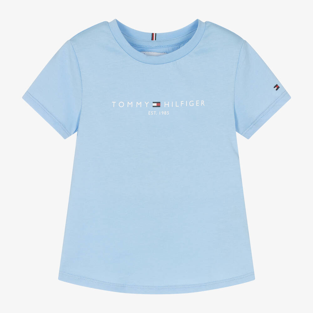 Tommy Hilfiger - تيشيرت قطن لون أزرق سماوي للبنات | Childrensalon