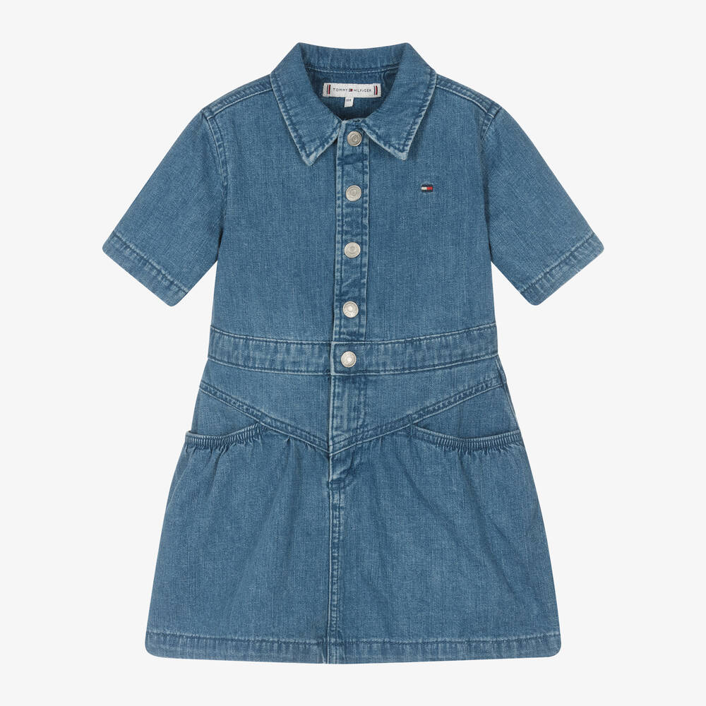 Tommy Hilfiger - Girls Blue Denim Dress | Childrensalon