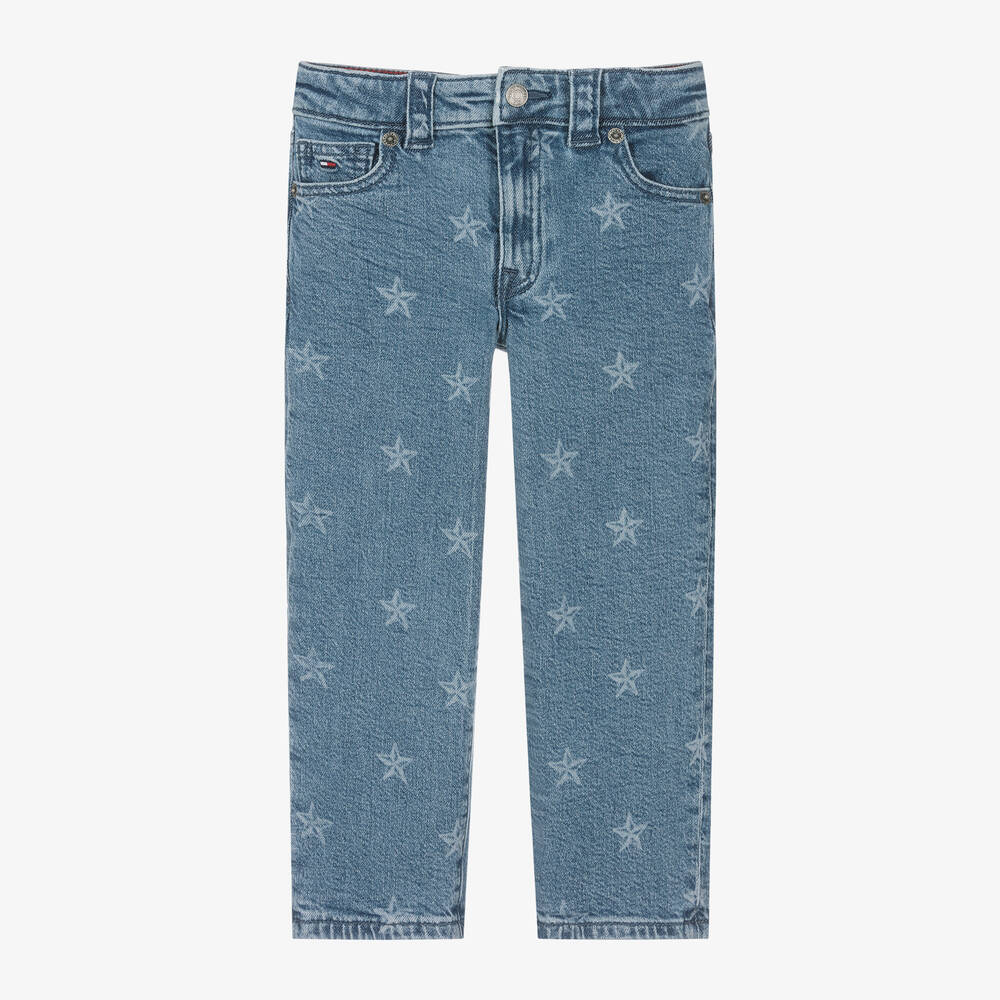 Tommy Hilfiger - Girls Blue Denim Star Print Jeans | Childrensalon