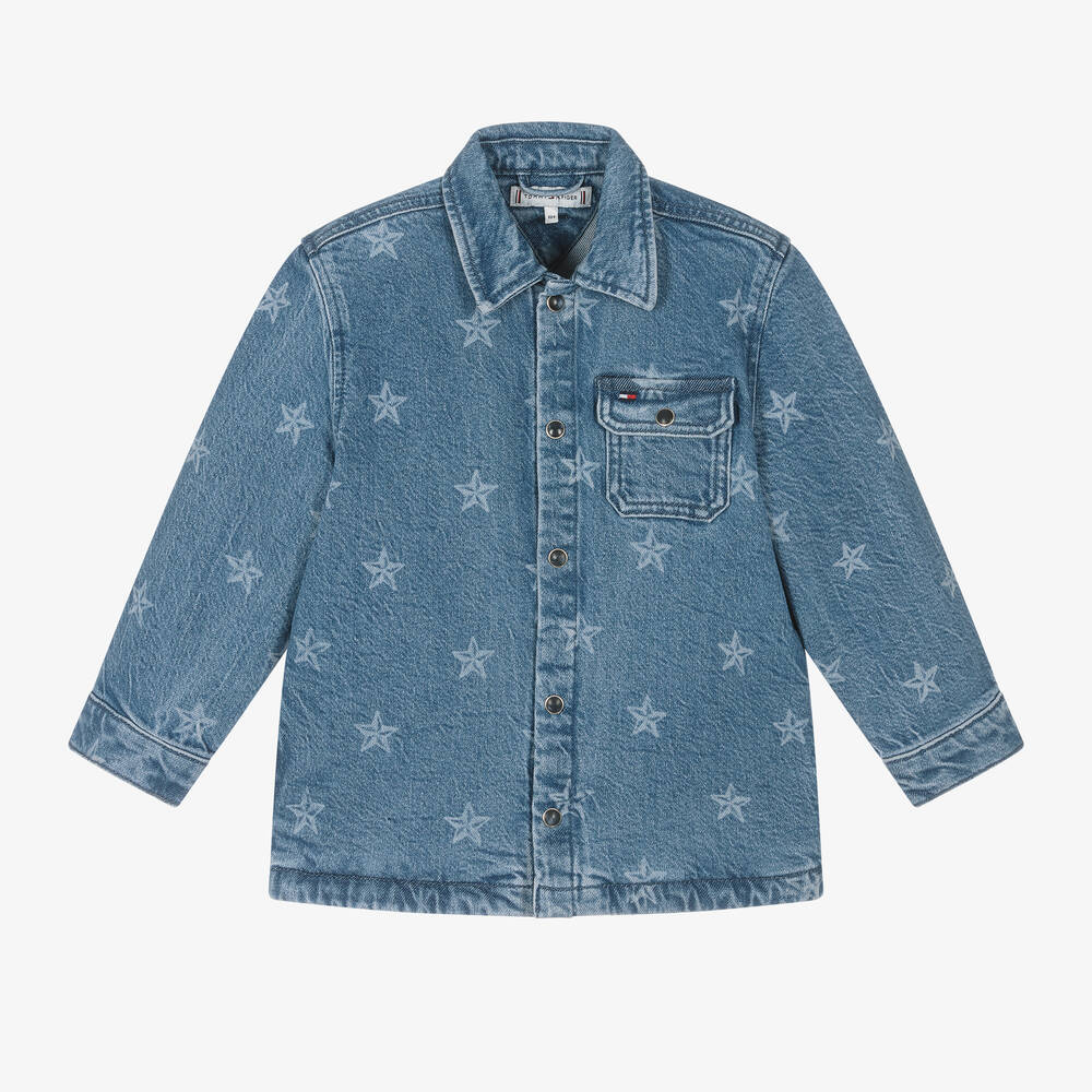 Tommy Hilfiger - Girls Blue Denim Stars Overshirt | Childrensalon