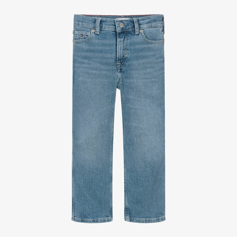 Shop Tommy Hilfiger Girls Blue Denim Wide-leg Mabel Jeans