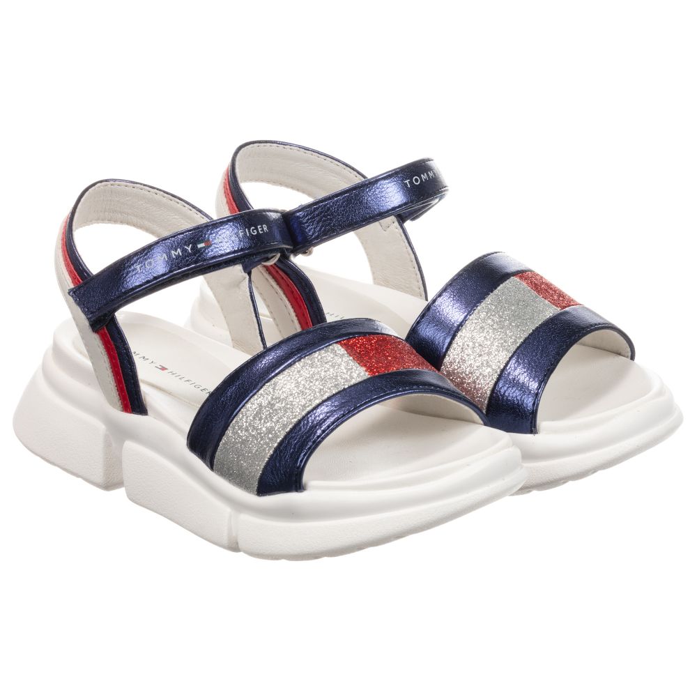 Tommy Hilfiger Kids' Girls Blue Glitter Sandals