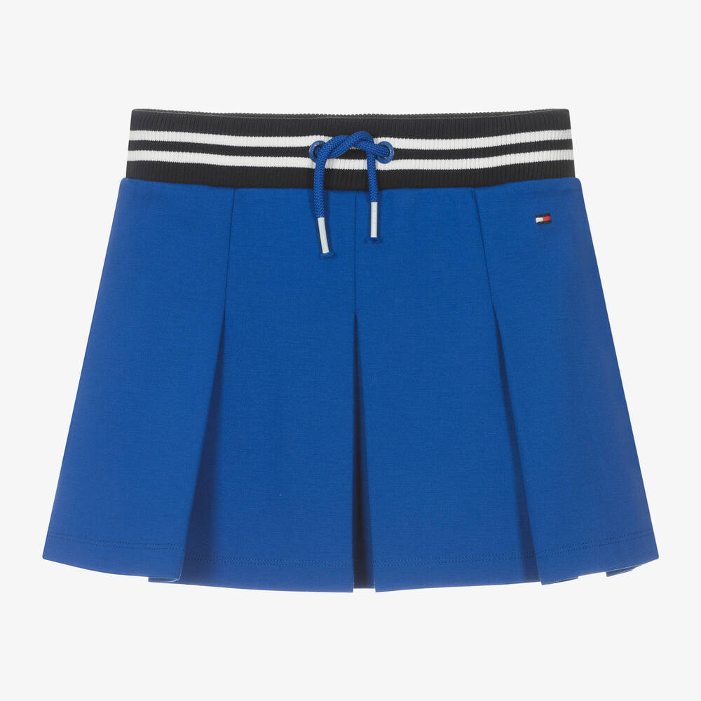 Tommy Hilfiger - Girls Blue Pleated Viscose Skirt | Childrensalon