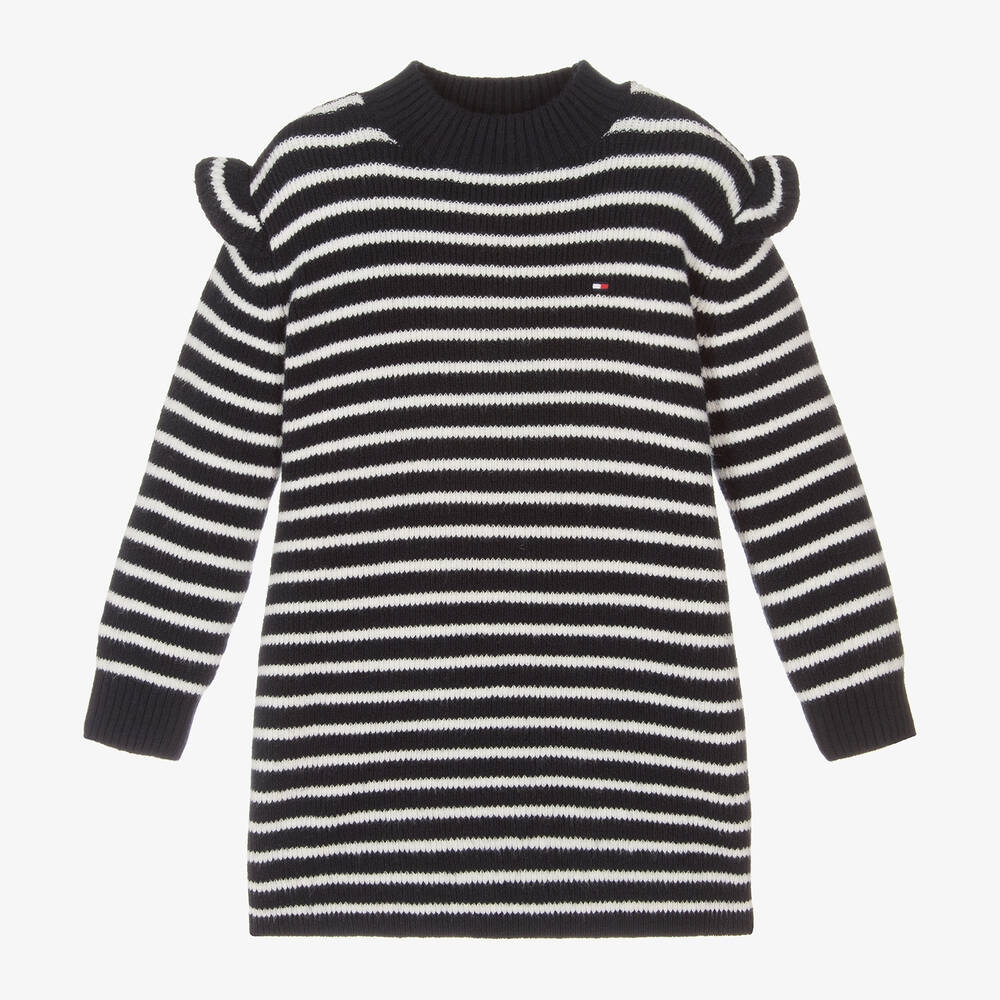 Tommy Hilfiger - Girls Blue & White Stripe Sweater Dress | Childrensalon