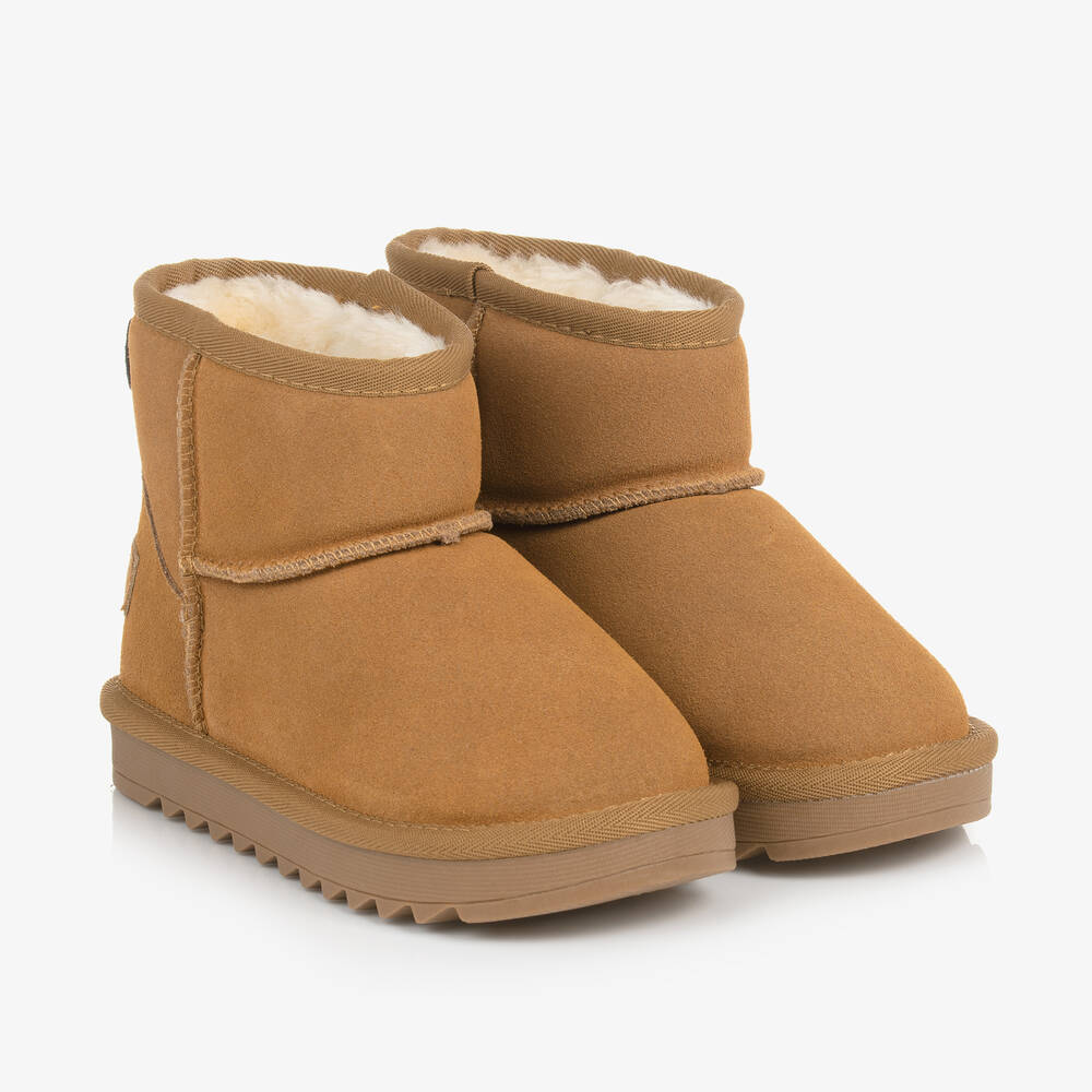 Tommy Hilfiger - Girls Brown Suede Leather Ankle Boots | Childrensalon