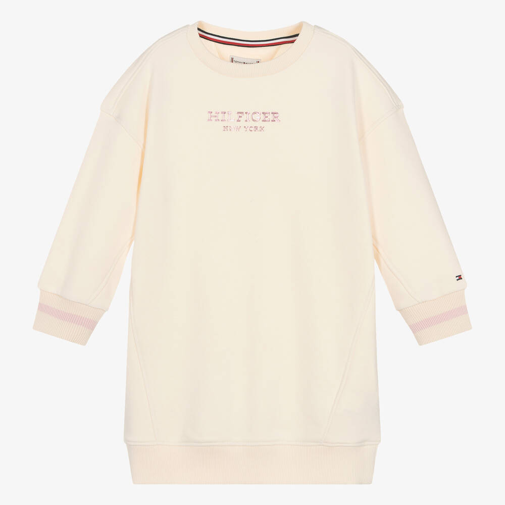 Tommy Hilfiger Babies' Girls Ivory Sweatshirt Jersey Dress