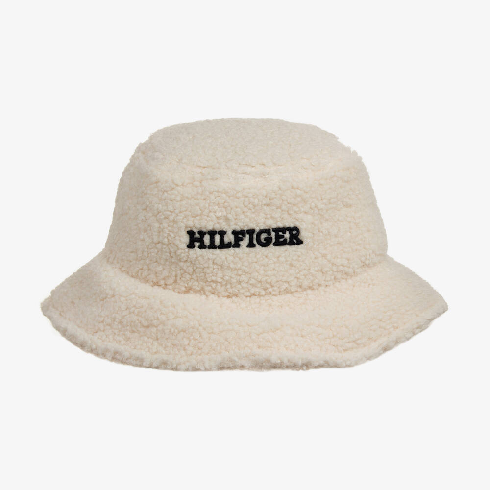 Tommy Hilfiger - Girls Ivory Teddy Fleece Hat | Childrensalon