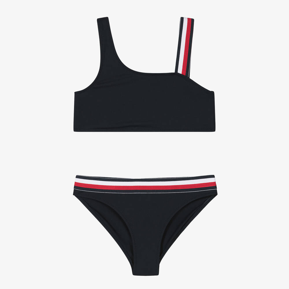 Tommy Hilfiger - Girls Navy Blue Asymmetric Bikini | Childrensalon