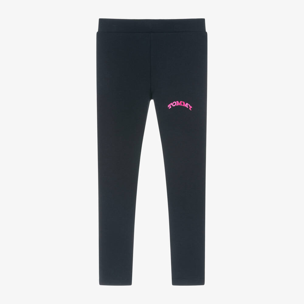 Tommy Hilfiger - Girls Navy Blue Cotton Leggings | Childrensalon