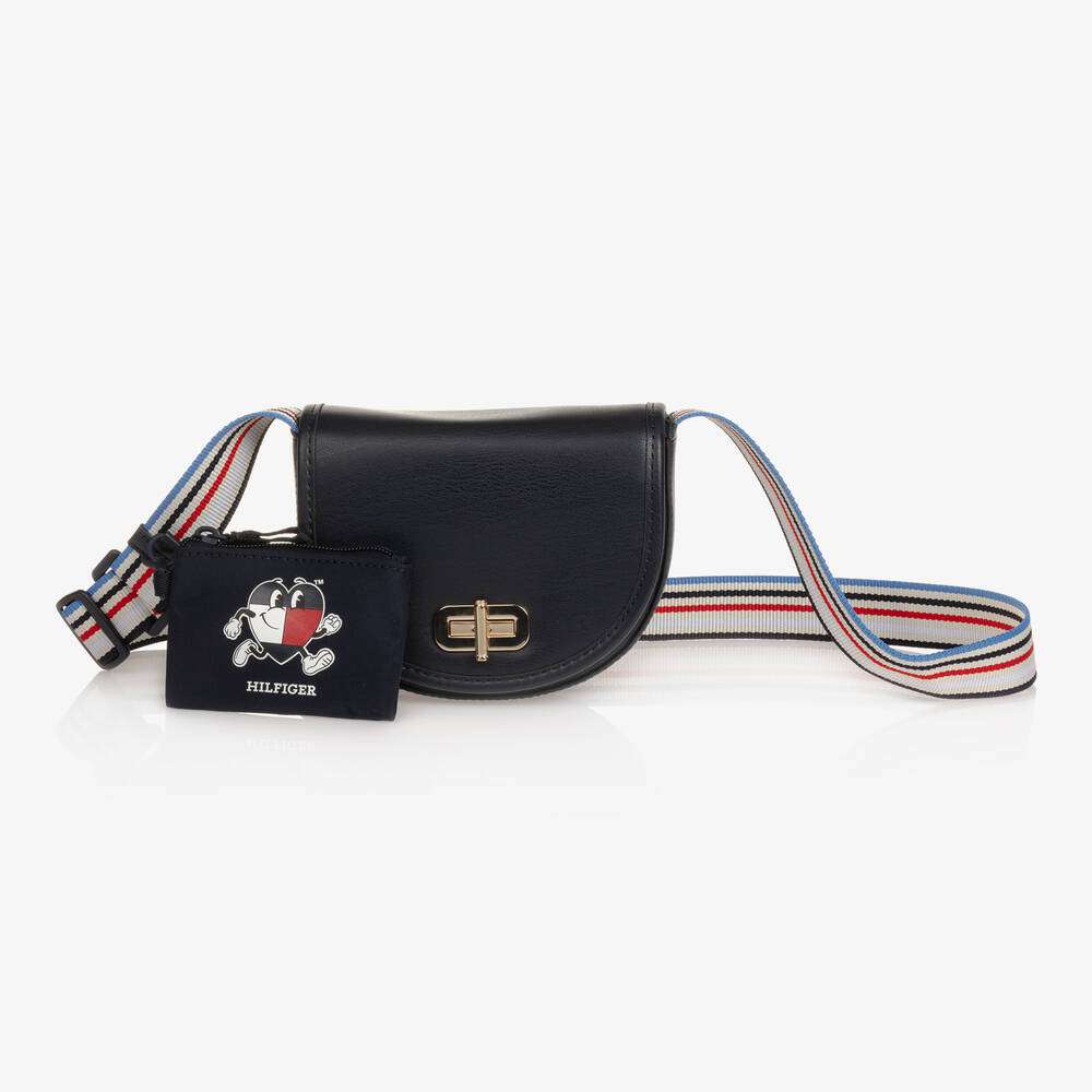 Tommy Hilfiger - Girls Navy Blue Faux Leather Crossbody Bag (16cm) | Childrensalon