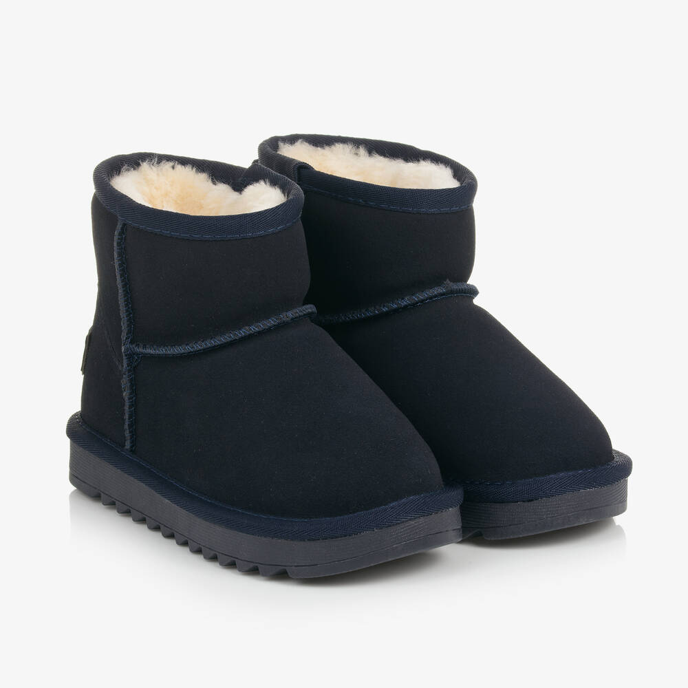 Tommy Hilfiger - Girls Navy Blue Suede Leather Ankle Boots | Childrensalon