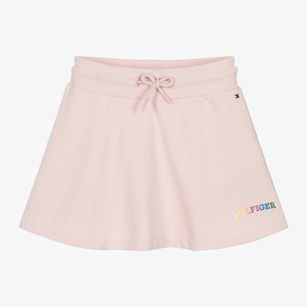 Tommy Hilfiger - Girls Pink Cotton Jersey Skirt | Childrensalon