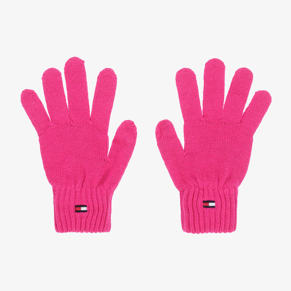 Tommy Hilfiger Kids' Girls Pink Cotton Knit Flag Gloves