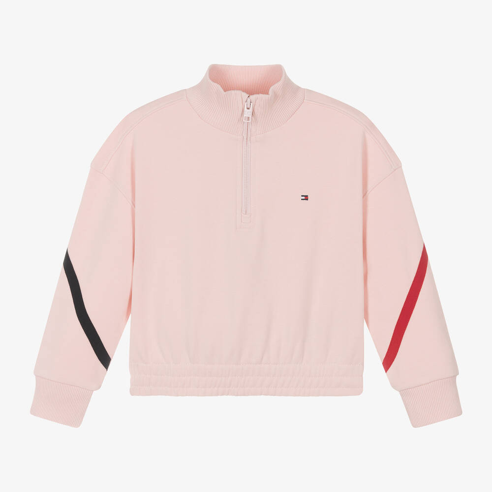 Shop Tommy Hilfiger Girls Pink Cotton Sweatshirt