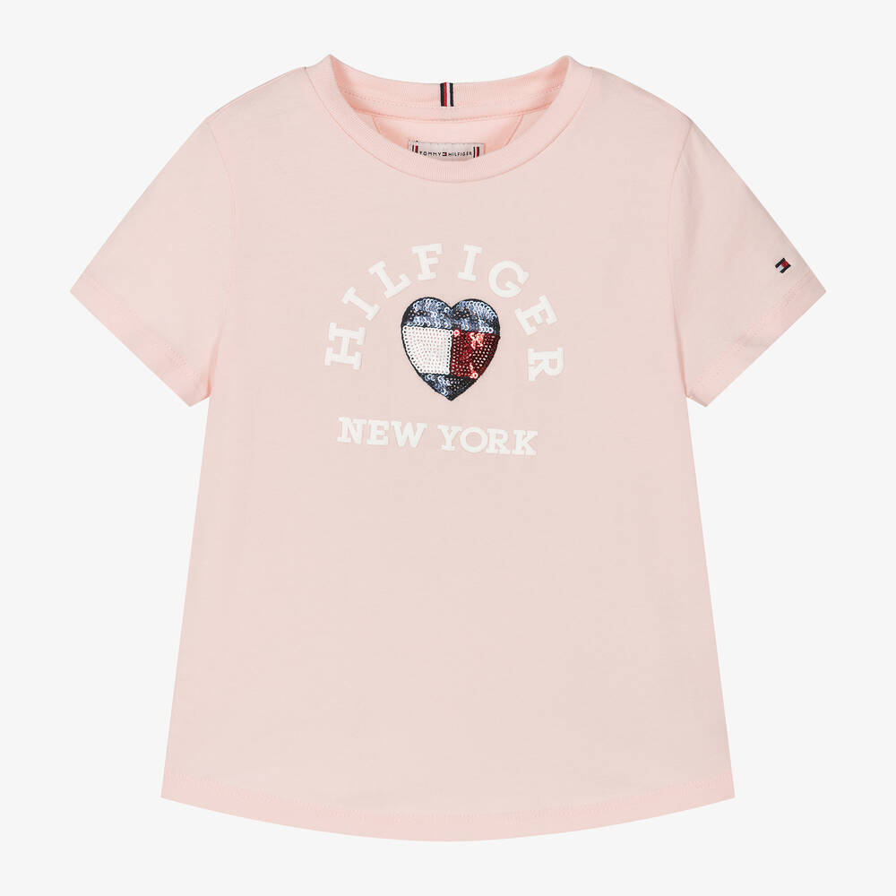 Shop Tommy Hilfiger Girls Pink Cotton T-shirt