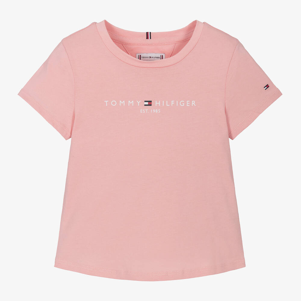 Tommy Hilfiger - Girls Pink Cotton T-Shirt | Childrensalon